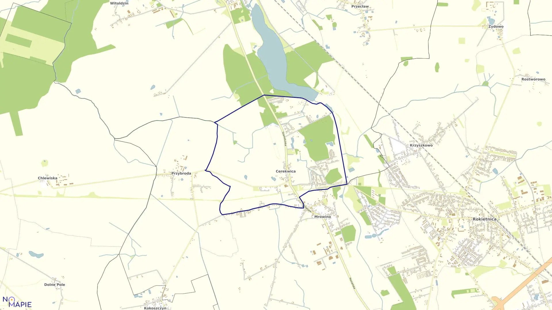 Mapa obrębu CEREKWICA w gminie Rokietnica