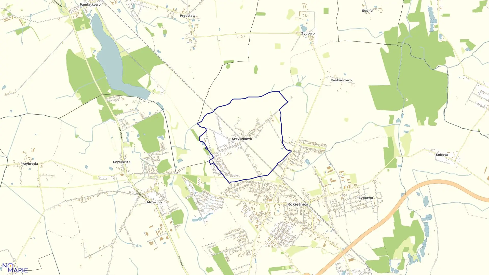Mapa obrębu KRZYSZKOWO w gminie Rokietnica