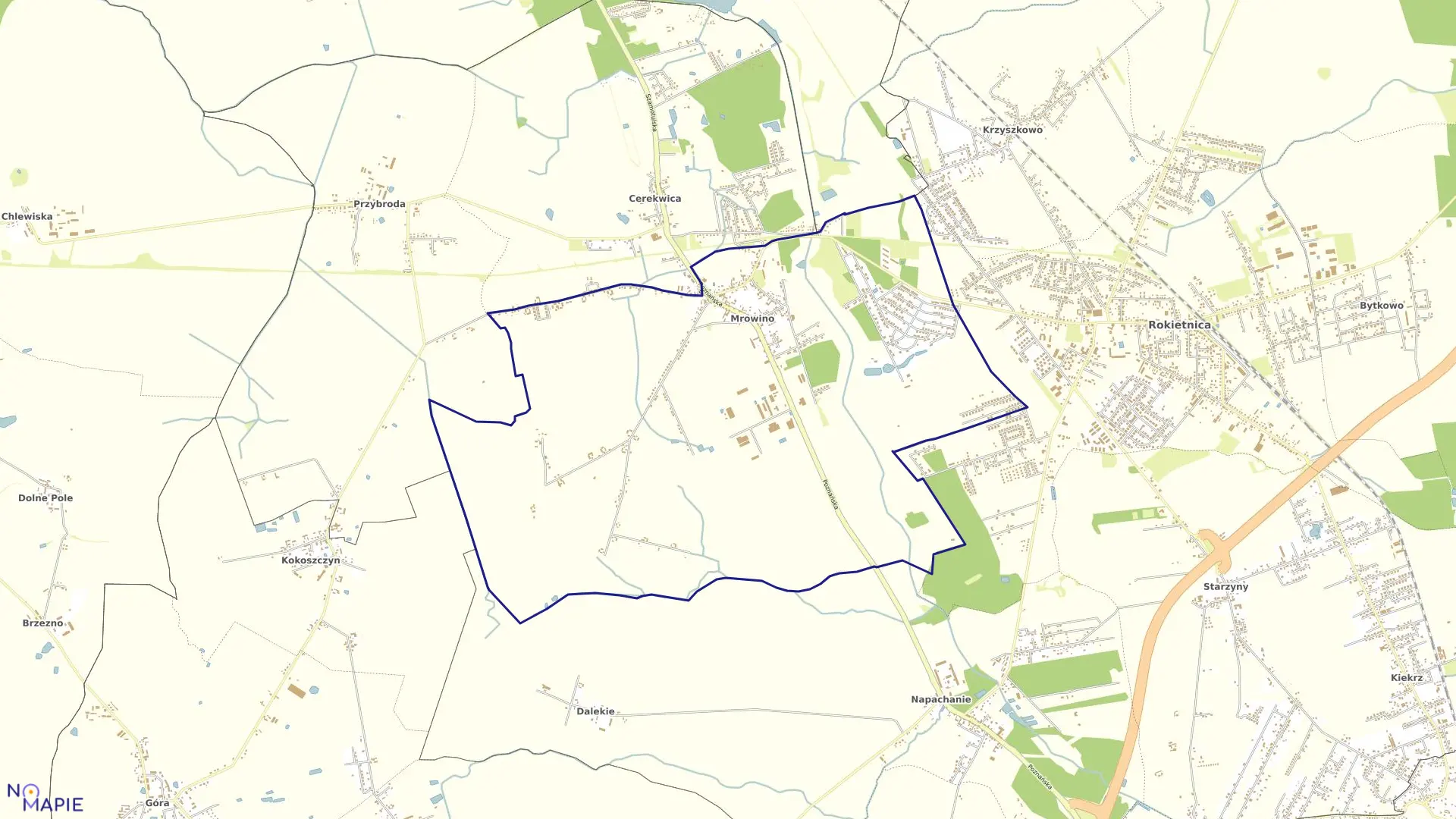 Mapa obrębu MROWINO w gminie Rokietnica