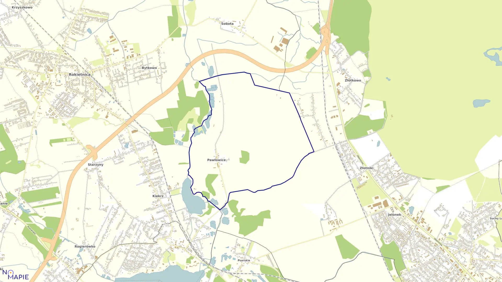Mapa obrębu PAWŁOWICE w gminie Rokietnica